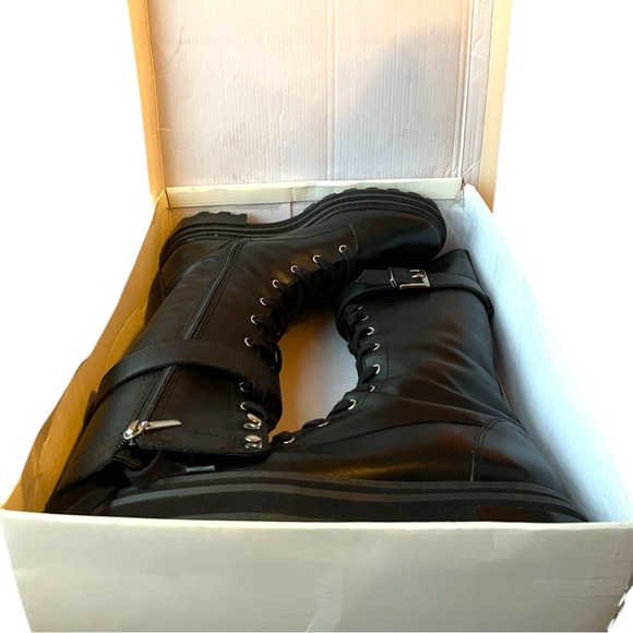 Schutz Moly Tall Combat Military Boots Black Leather Size 8.5 B Free People - Picture 11 of 14